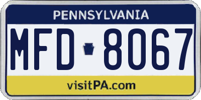 PA license plate MFD8067