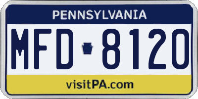 PA license plate MFD8120