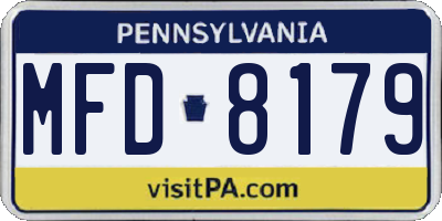 PA license plate MFD8179