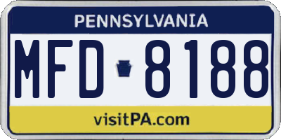 PA license plate MFD8188