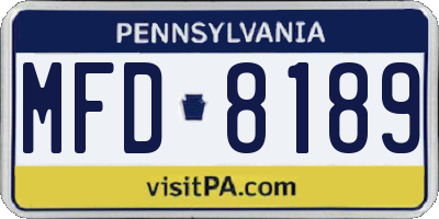 PA license plate MFD8189