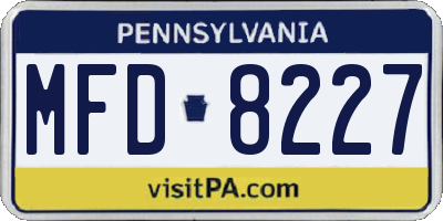PA license plate MFD8227