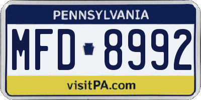 PA license plate MFD8992
