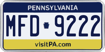 PA license plate MFD9222
