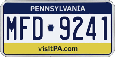 PA license plate MFD9241