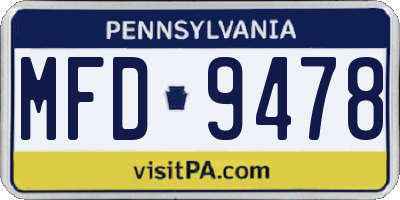 PA license plate MFD9478