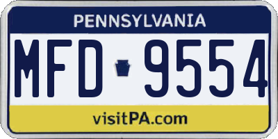PA license plate MFD9554