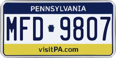 PA license plate MFD9807