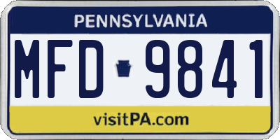 PA license plate MFD9841
