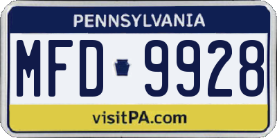 PA license plate MFD9928