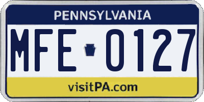 PA license plate MFE0127