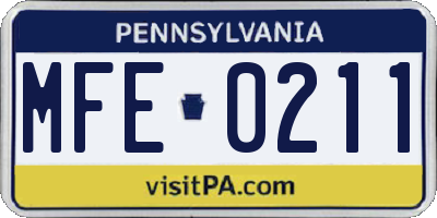 PA license plate MFE0211