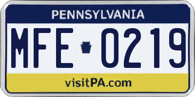 PA license plate MFE0219