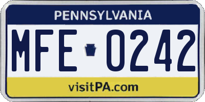PA license plate MFE0242