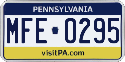 PA license plate MFE0295