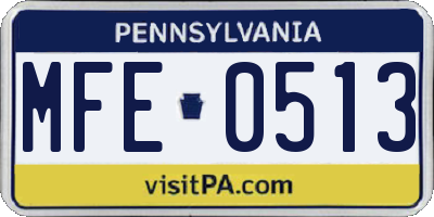 PA license plate MFE0513