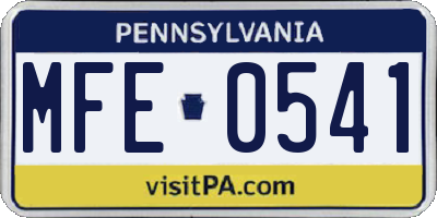 PA license plate MFE0541