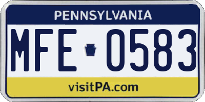 PA license plate MFE0583