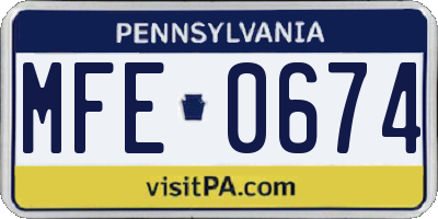 PA license plate MFE0674