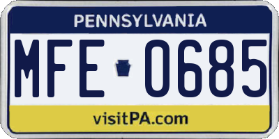 PA license plate MFE0685