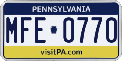 PA license plate MFE0770