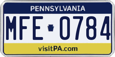 PA license plate MFE0784