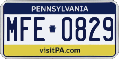 PA license plate MFE0829