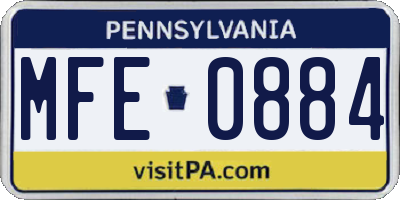 PA license plate MFE0884