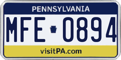 PA license plate MFE0894
