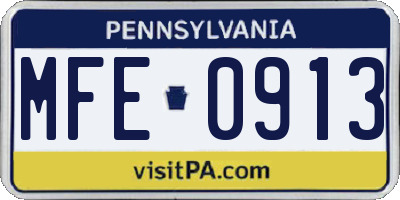 PA license plate MFE0913