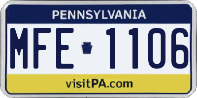 PA license plate MFE1106