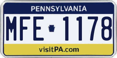 PA license plate MFE1178
