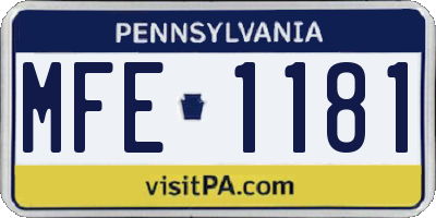 PA license plate MFE1181