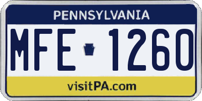 PA license plate MFE1260