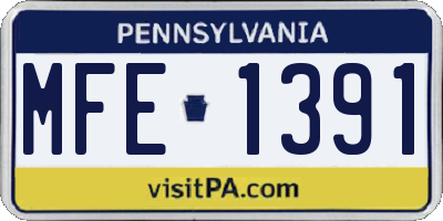 PA license plate MFE1391