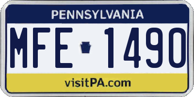 PA license plate MFE1490