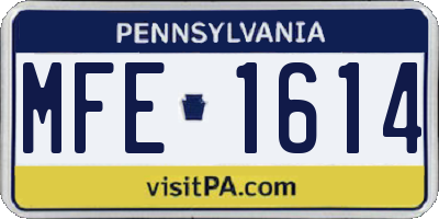 PA license plate MFE1614