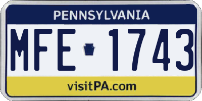 PA license plate MFE1743