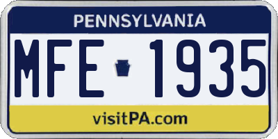PA license plate MFE1935