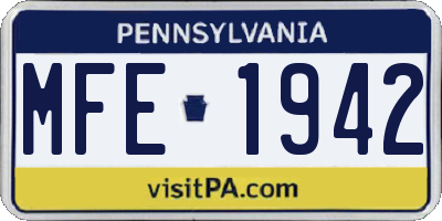 PA license plate MFE1942