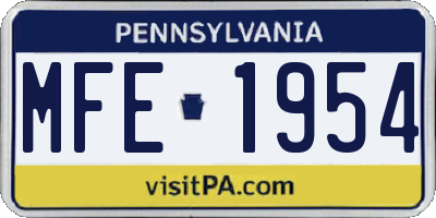 PA license plate MFE1954
