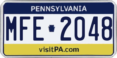 PA license plate MFE2048