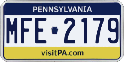 PA license plate MFE2179