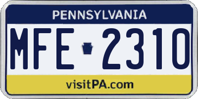 PA license plate MFE2310