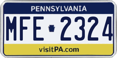 PA license plate MFE2324