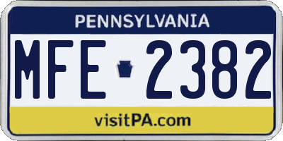 PA license plate MFE2382