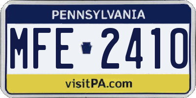 PA license plate MFE2410