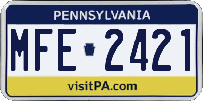 PA license plate MFE2421