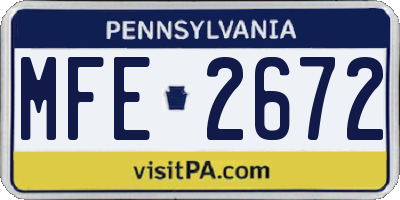 PA license plate MFE2672