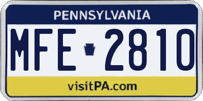 PA license plate MFE2810